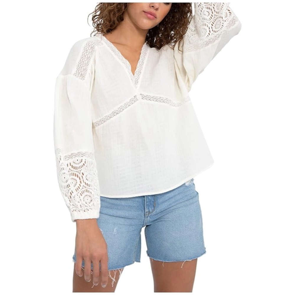 NWT Sanctuary Heirloom Gauze with Lace Popover Top